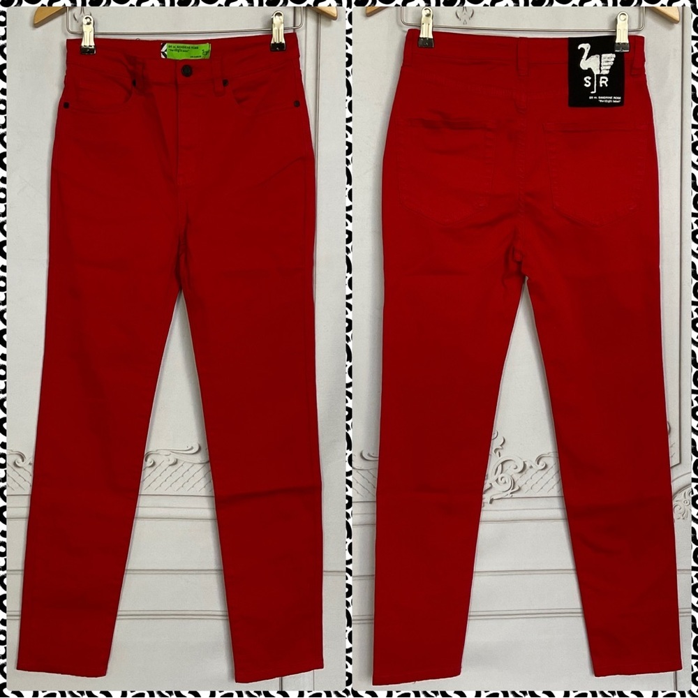 Sandrine Rose FREE PEOPLE Skinny Jeans Blood Red Cotton & Elastane Denim Sz 26